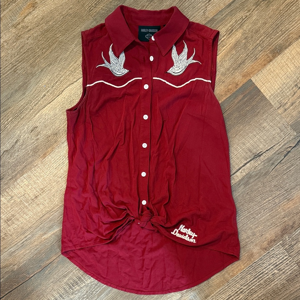 Harley-Davidson Women's Red Button Down Shirt